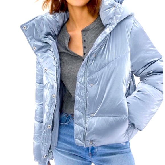 Gap Big Puff Cropped Jacket, Light Blue, Sz, Med. - Picture 1 of 16